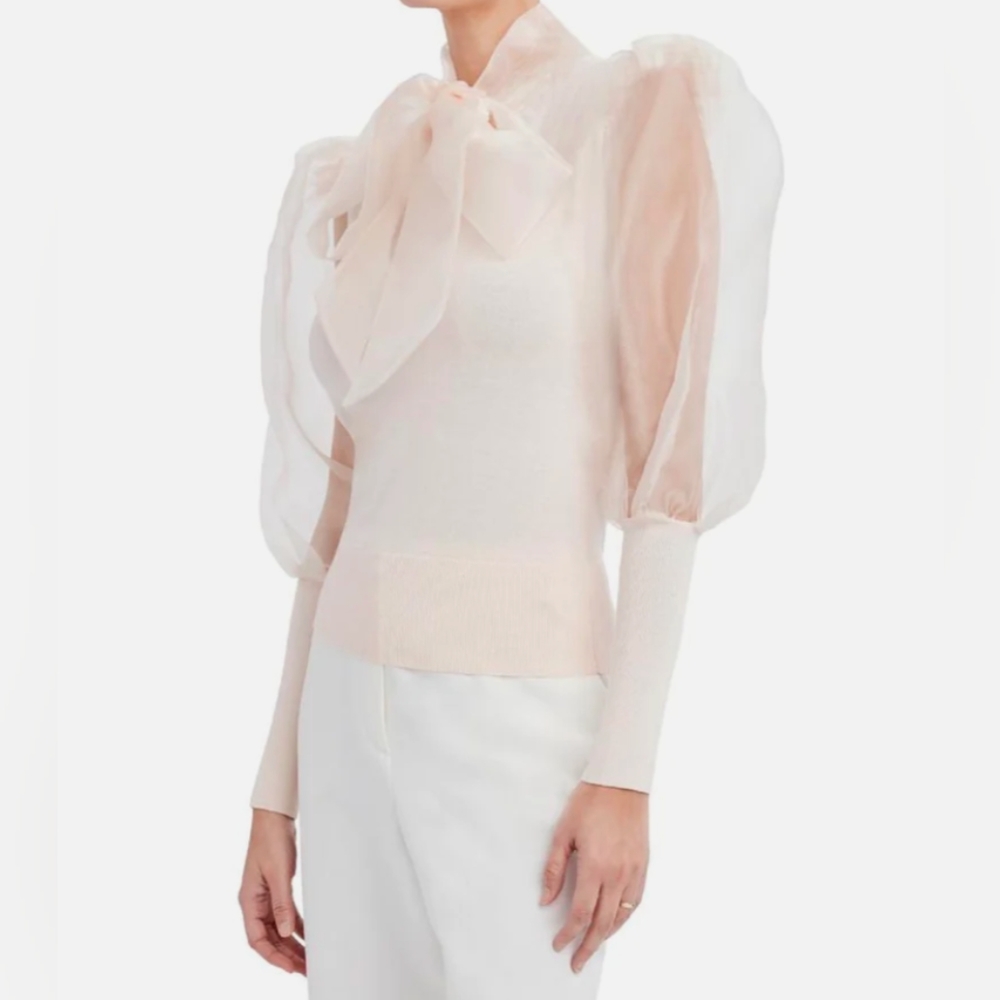 BCBGMAXAZRIA Tie Front Sweater Top (s)